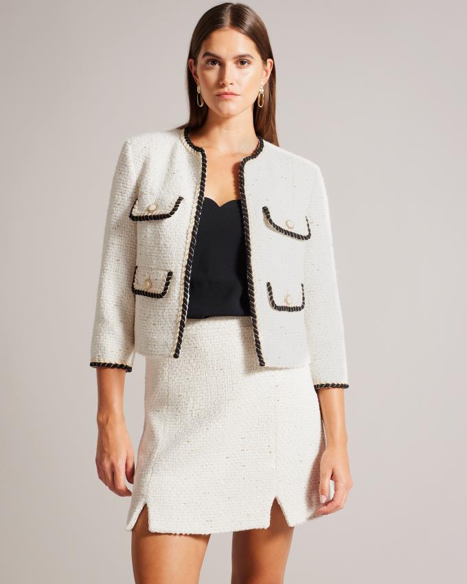 Veste Ted Baker Open Front Boucle Blanche Femme | TNY-97635442